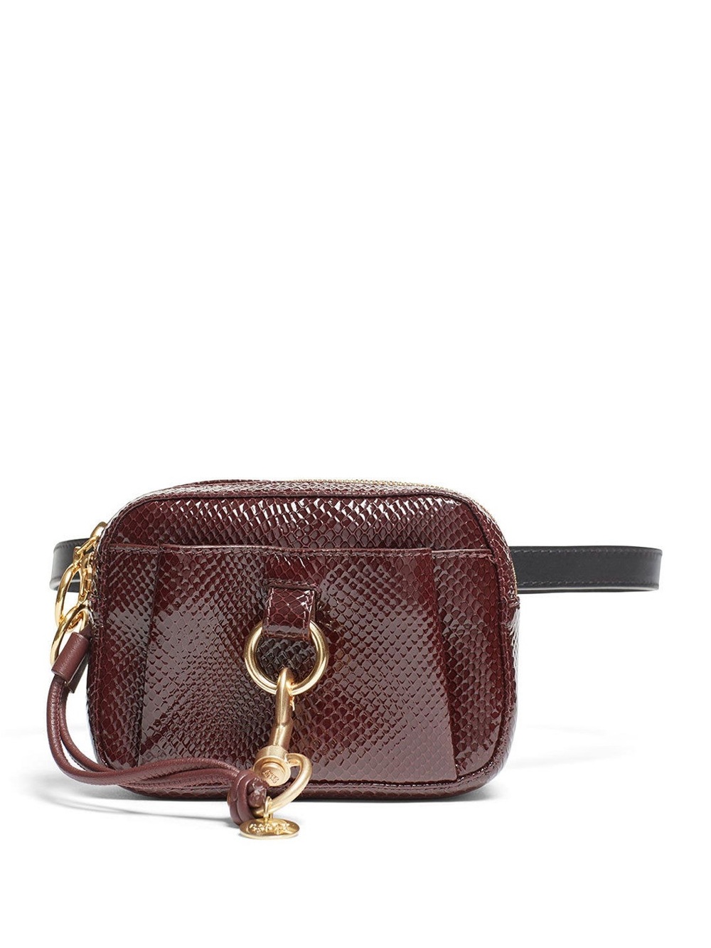 See by Chloé Burgundy Embossed Python Leather Belt Bag